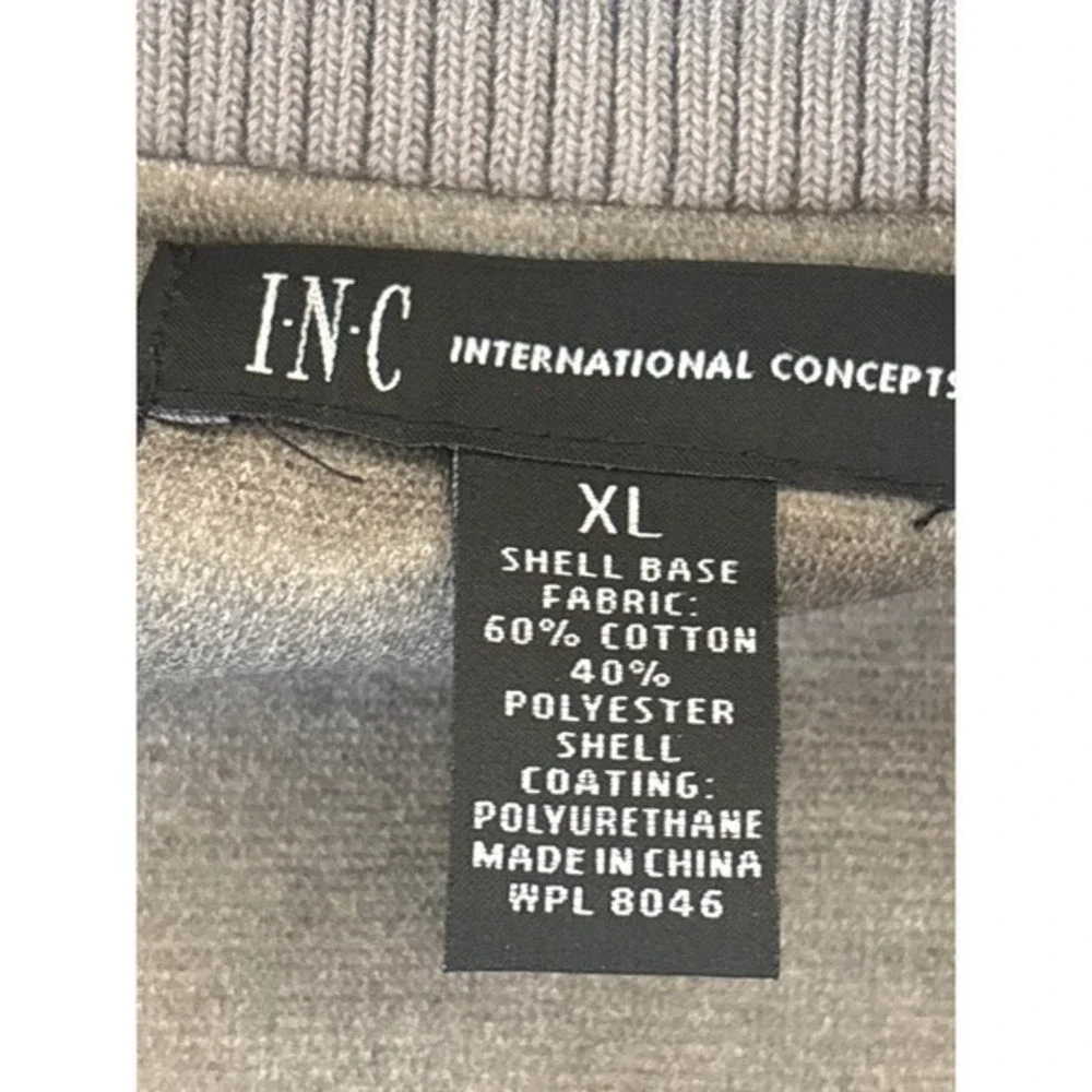 INC International Concepts Bomber Jacket Mens XL Gray‎ Full Zip Fleece Lined